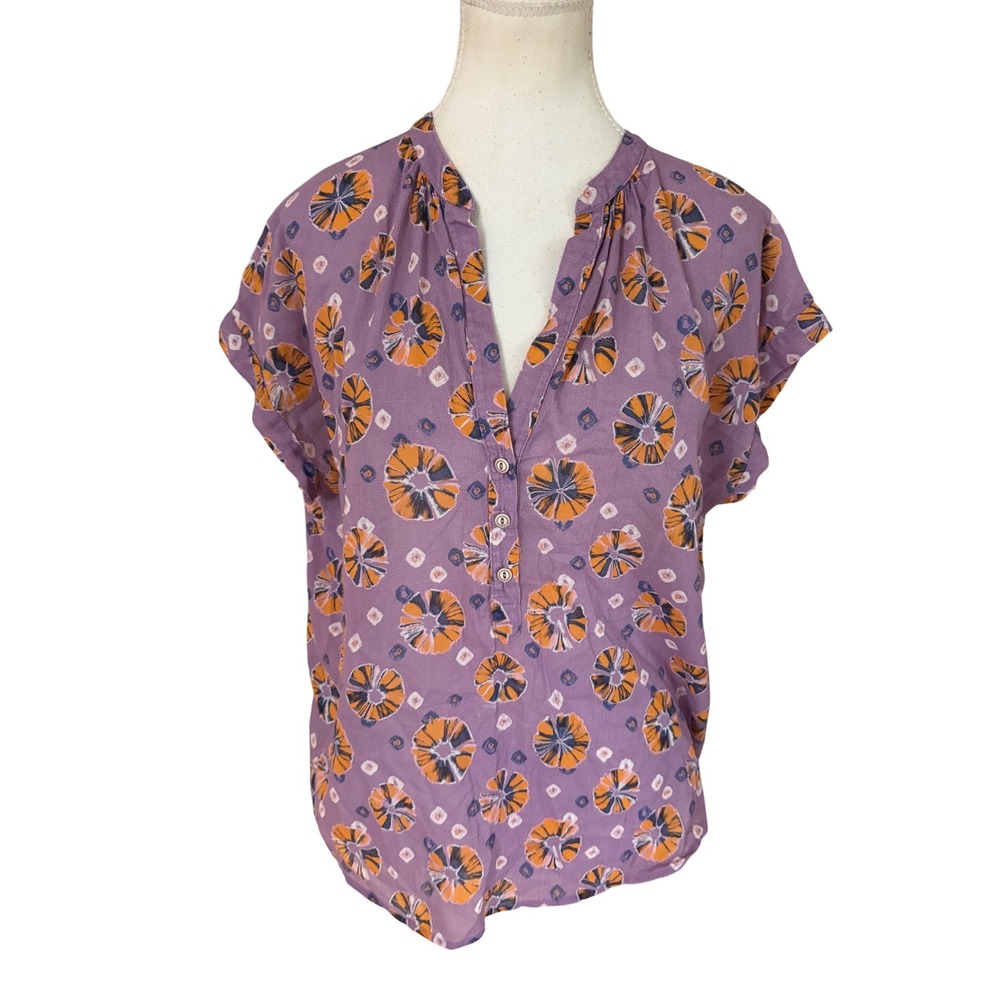 XIRENA Purple Floral Cotton Top Size Small‎